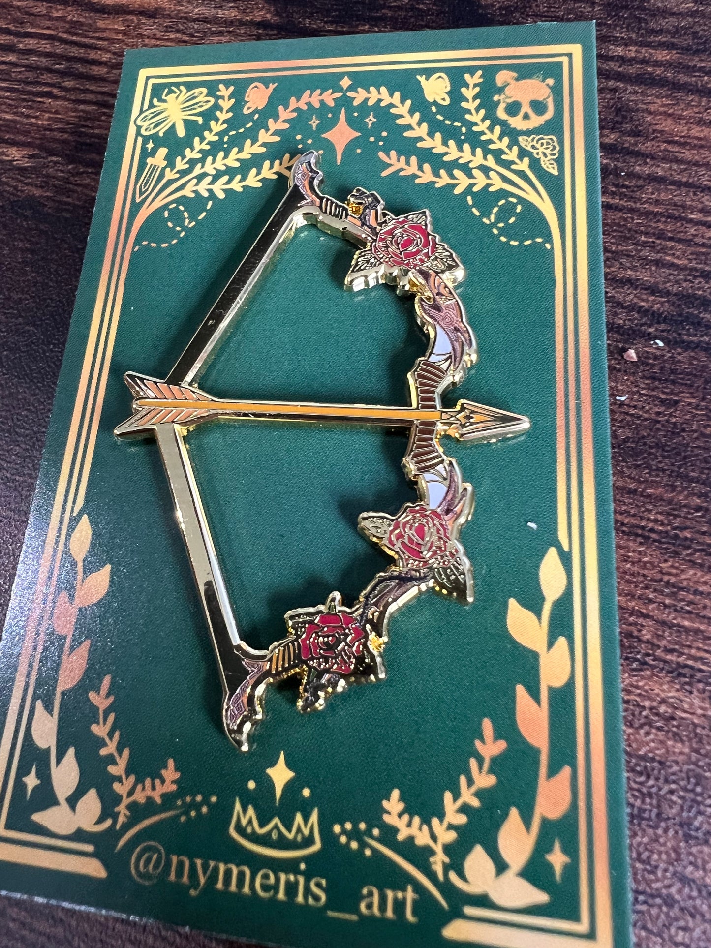 Rose Bow and Arrow Hard Enamel Pin