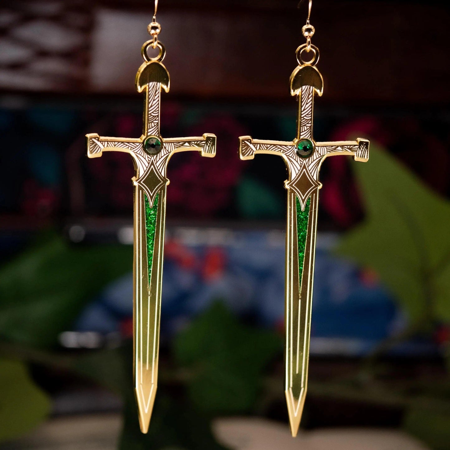 Enchanted Emerald Earrings | Enamel Earrings - Nymeris Art