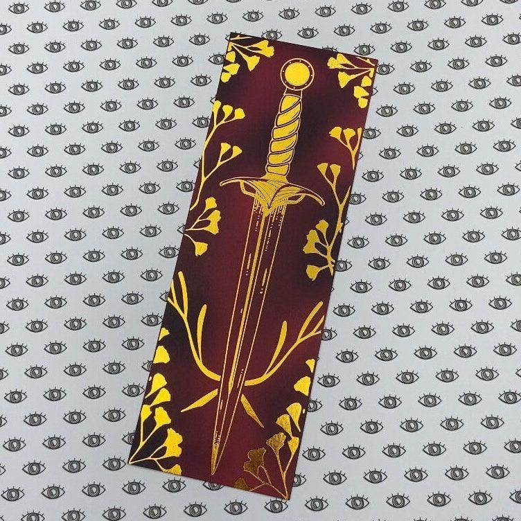 Gold Foil Babies Breath Dagger Bookmark - Nymeris Art