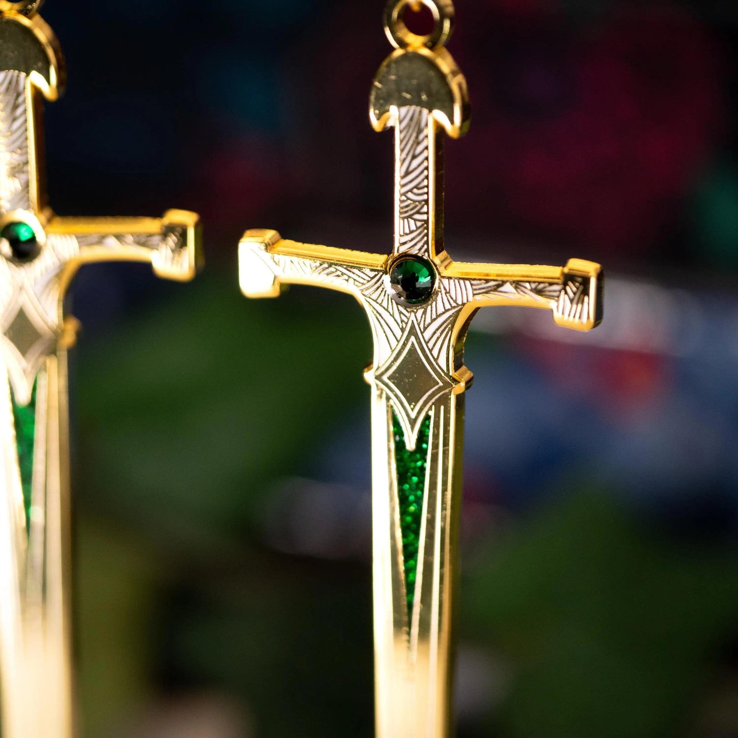 Enchanted Emerald Earrings | Enamel Earrings - Nymeris Art