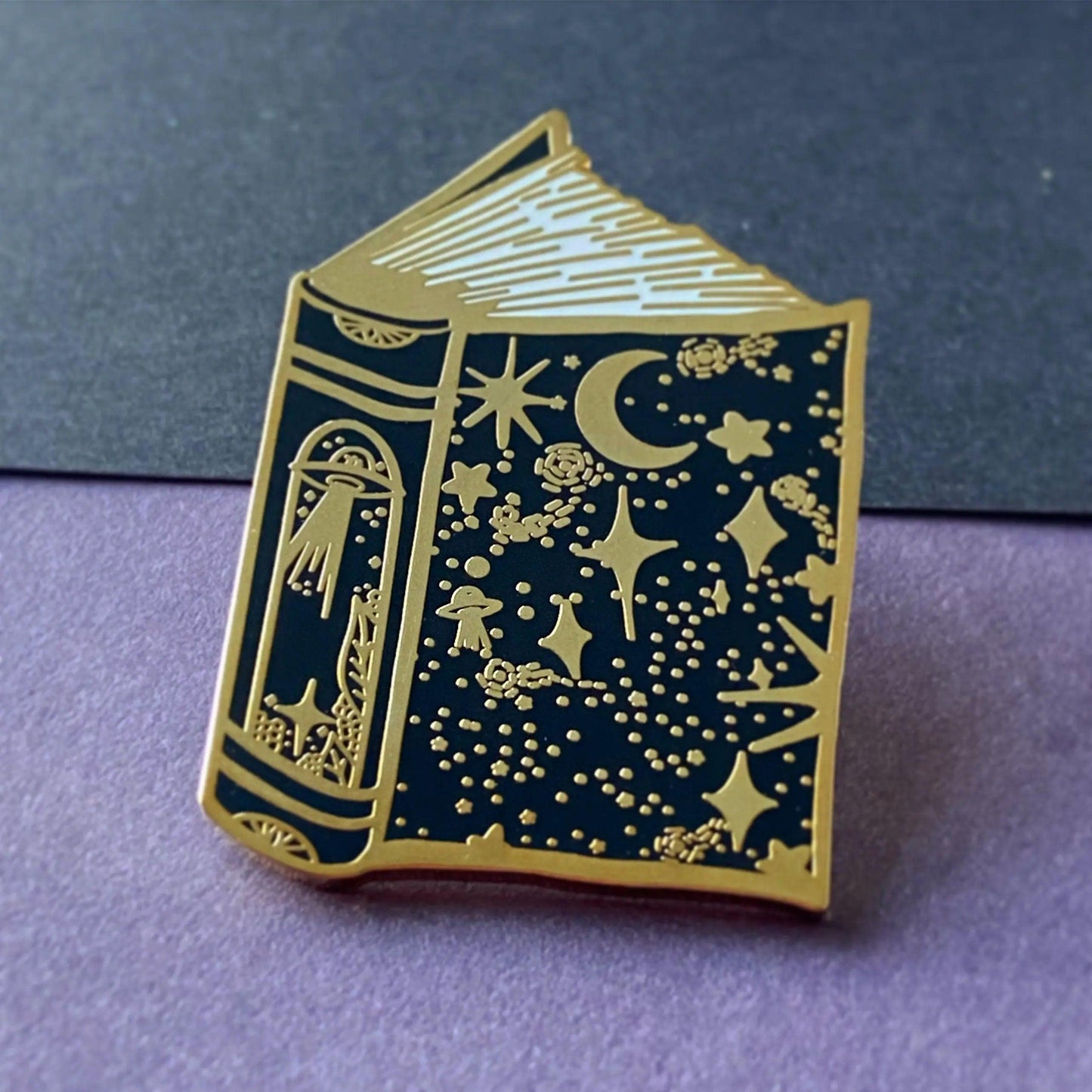 Space Book Enamel Pin | Hard Enamel Pin - Nymeris Art