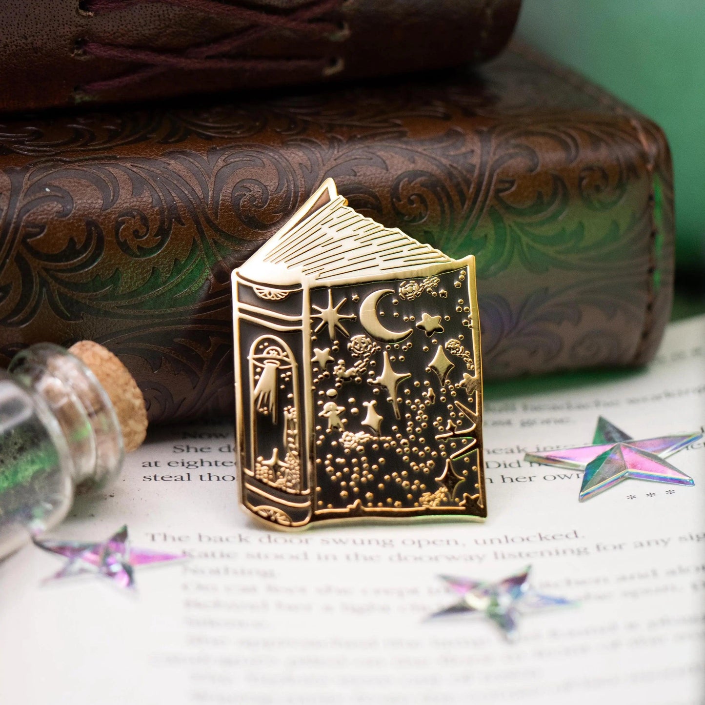 Space Book Enamel Pin | Hard Enamel Pin - Nymeris Art
