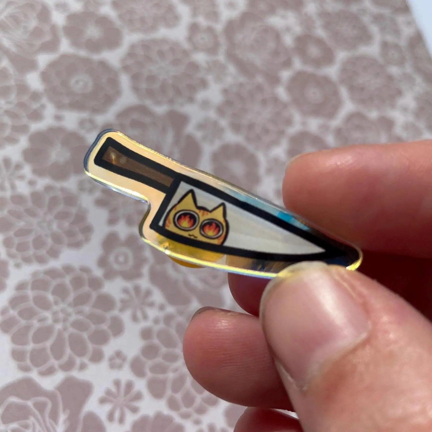 Knife Cat Acrylic Pin - Nymeris Art