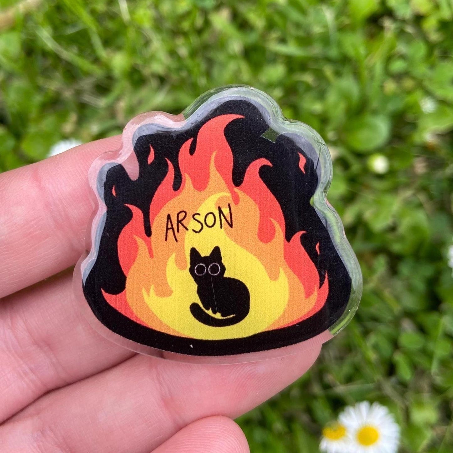 Arson Cat Acrylic Pin - Nymeris Art