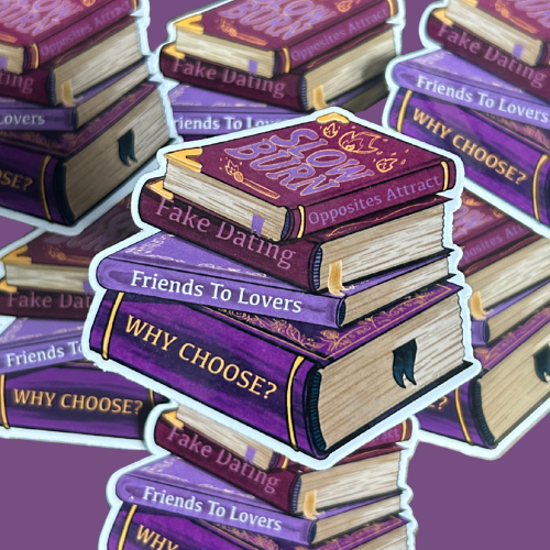 Trope Book Stack Sticker (Slow Burn, Friends to Lovers, Why Choose?, Fake Dating)