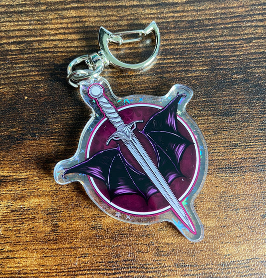 Bat Wings and Sword Keychain