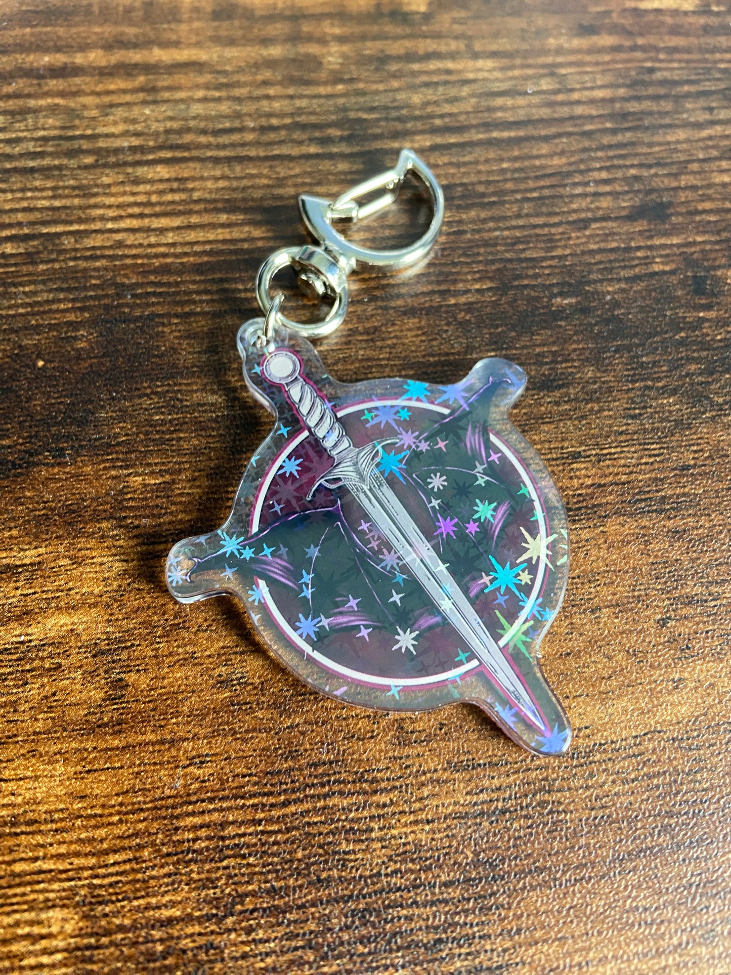 Bat Wings and Sword Keychain