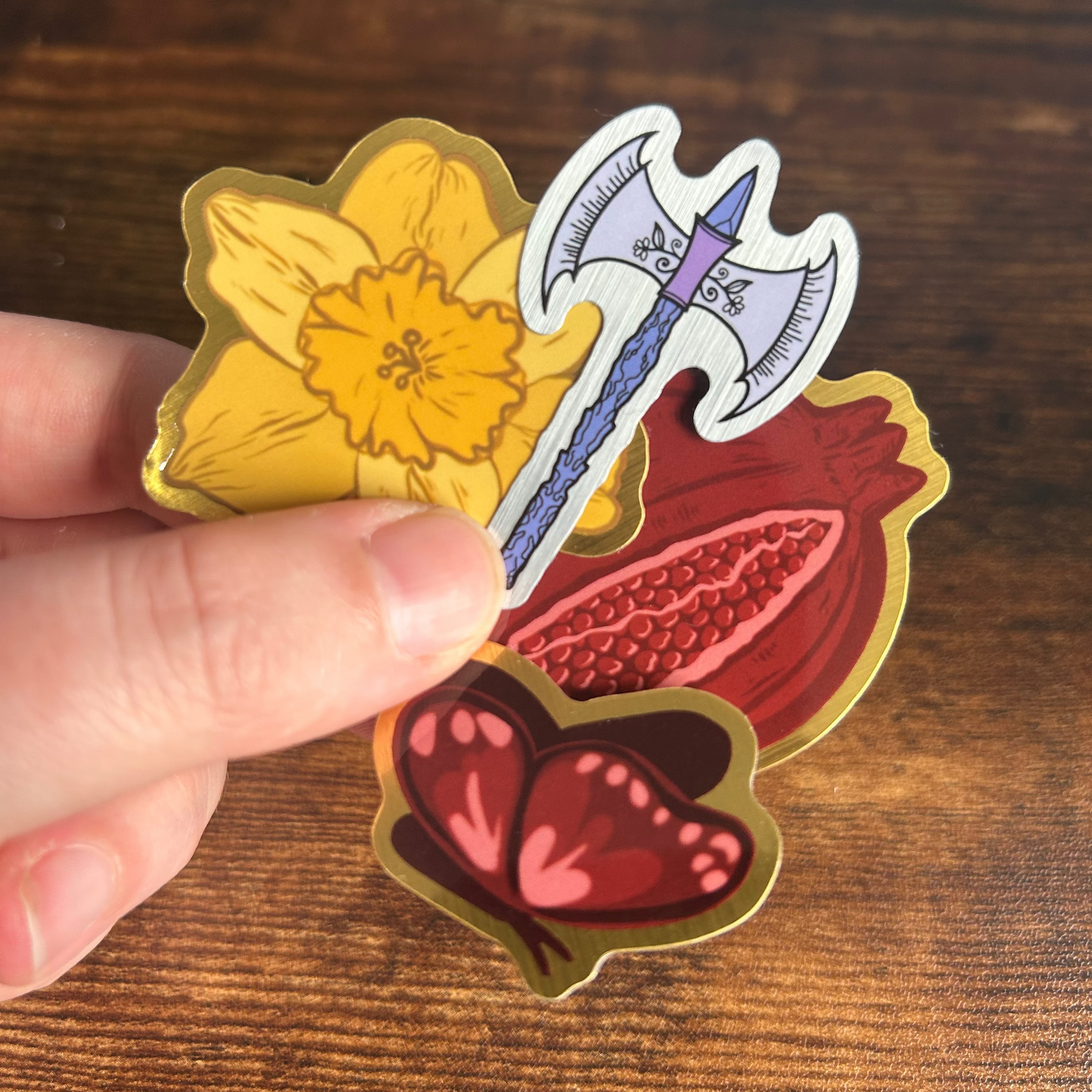 Pomegranate Brush Gold Vinyl Sticker