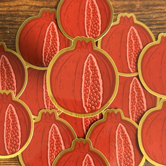 Pomegranate Brush Gold Vinyl Sticker