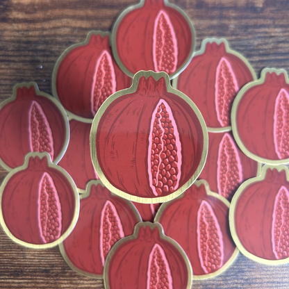 Pomegranate Brush Gold Vinyl Sticker