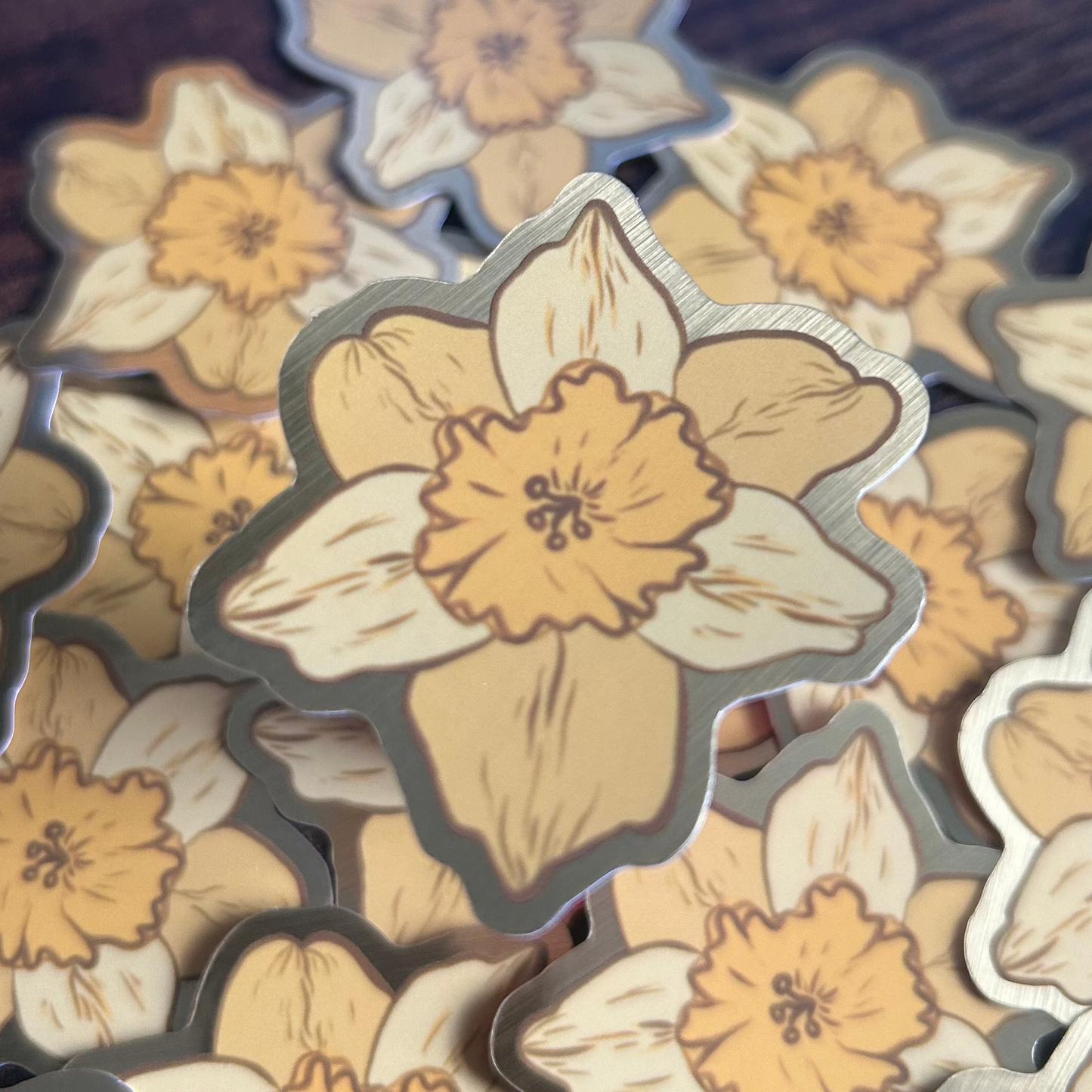 Narcissus (Daffodil) Brushed Gold Vinyl Sticker
