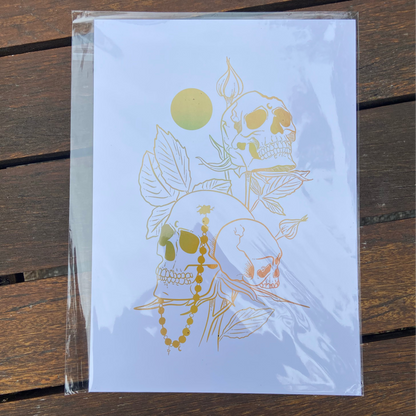 Skulls and Roses Foil Print