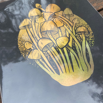 Gold Foil Enoki Mushroom Print