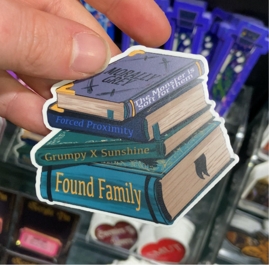 Tropes Book Stack (Morally Grey) Sticker
