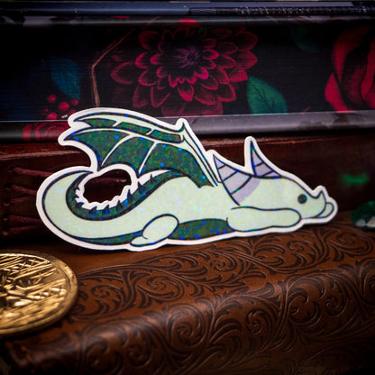 Green Holo Dragon Vinyl Sticker