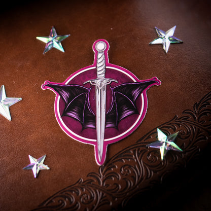 Bat Wings and Dagger Vinyl Sticker