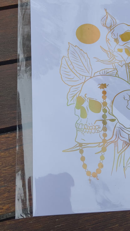 Skulls and Roses Foil Print