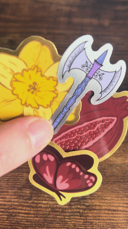 Pomegranate Brush Gold Vinyl Sticker